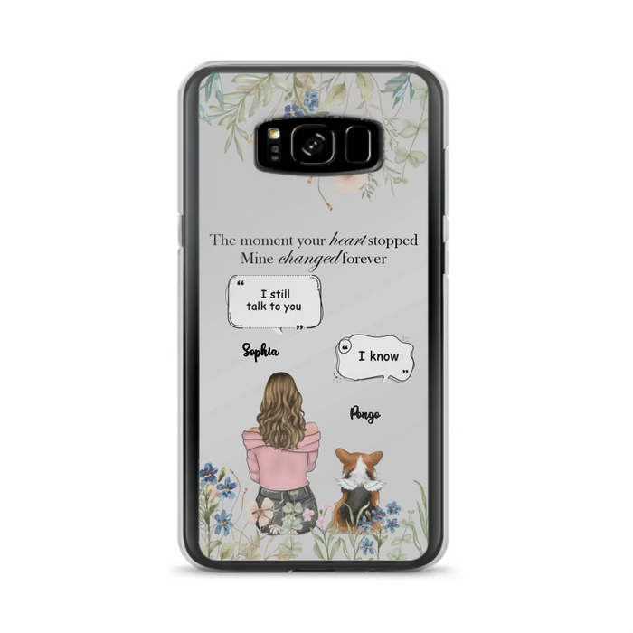 Personalized Memorial Dog Mom Phone Case - Upto 4 Dogs - Gift Idea for Dog Lovers/Owners - The Moment Your Heart Stopped Mine Changed Forever - Case For iPhone/Samsung