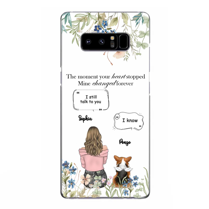 Personalized Memorial Dog Mom Phone Case - Upto 4 Dogs - Gift Idea for Dog Lovers/Owners - The Moment Your Heart Stopped Mine Changed Forever - Case For iPhone/Samsung