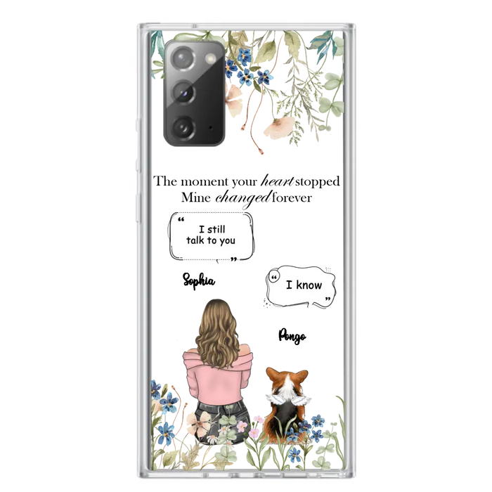 Personalized Memorial Dog Mom Phone Case - Upto 4 Dogs - Gift Idea for Dog Lovers/Owners - The Moment Your Heart Stopped Mine Changed Forever - Case For iPhone/Samsung