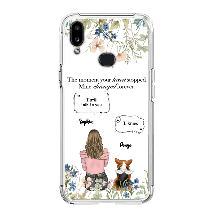 Personalized Memorial Dog Mom Phone Case - Upto 4 Dogs - Gift Idea for Dog Lovers/Owners - The Moment Your Heart Stopped Mine Changed Forever - Case For iPhone/Samsung