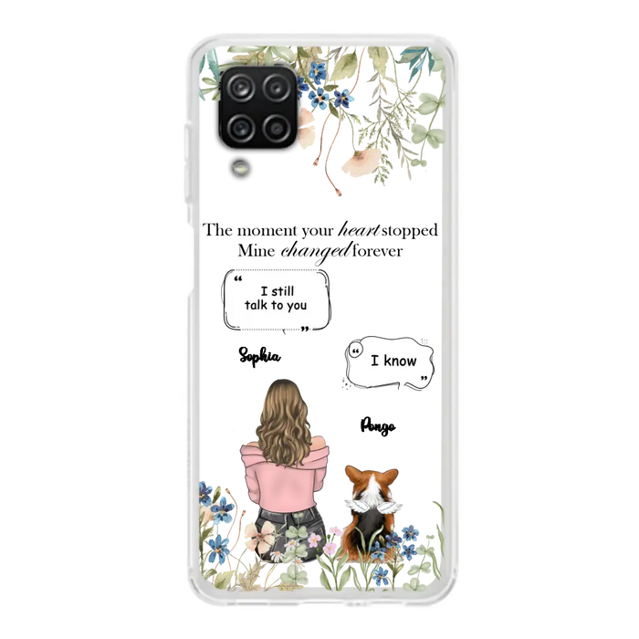 Personalized Memorial Dog Mom Phone Case - Upto 4 Dogs - Gift Idea for Dog Lovers/Owners - The Moment Your Heart Stopped Mine Changed Forever - Case For iPhone/Samsung