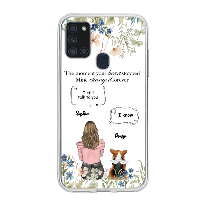 Personalized Memorial Dog Mom Phone Case - Upto 4 Dogs - Gift Idea for Dog Lovers/Owners - The Moment Your Heart Stopped Mine Changed Forever - Case For iPhone/Samsung