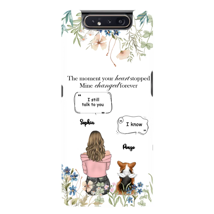 Personalized Memorial Dog Mom Phone Case - Upto 4 Dogs - Gift Idea for Dog Lovers/Owners - The Moment Your Heart Stopped Mine Changed Forever - Case For iPhone/Samsung