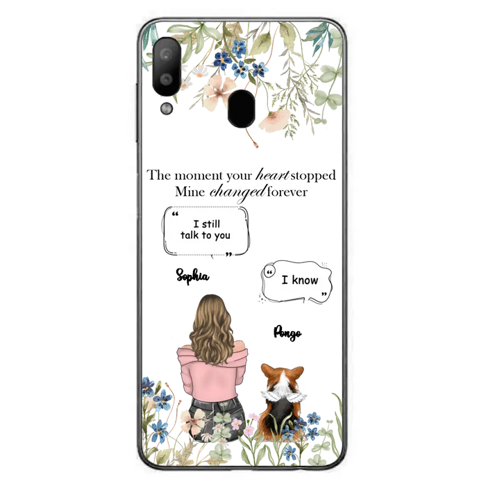 Personalized Memorial Dog Mom Phone Case - Upto 4 Dogs - Gift Idea for Dog Lovers/Owners - The Moment Your Heart Stopped Mine Changed Forever - Case For iPhone/Samsung