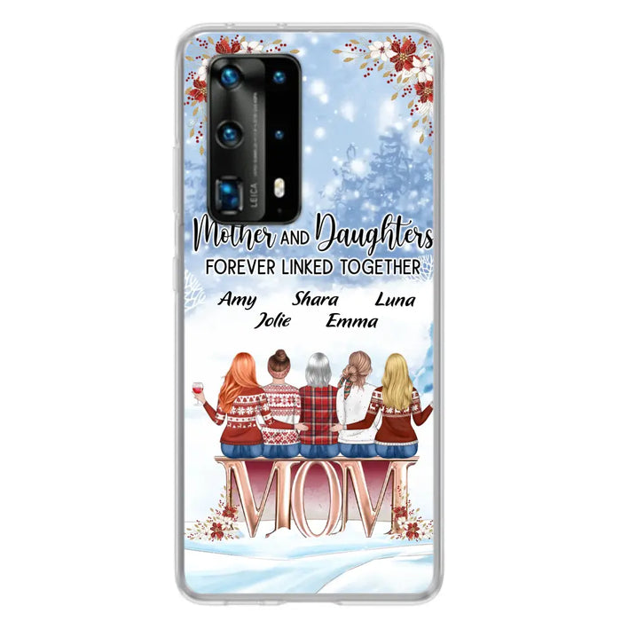 Personalized Mom Phone Case - Mother With Upto 4 Daughters - Gift Idea For Mother's Day From Daughter - Mother And Daughters Forever Linked Together - Case For Oppo/Xiaomi/Huawei