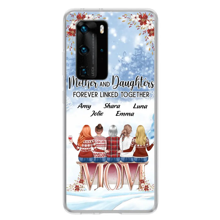 Personalized Mom Phone Case - Mother With Upto 4 Daughters - Gift Idea For Mother's Day From Daughter - Mother And Daughters Forever Linked Together - Case For Oppo/Xiaomi/Huawei