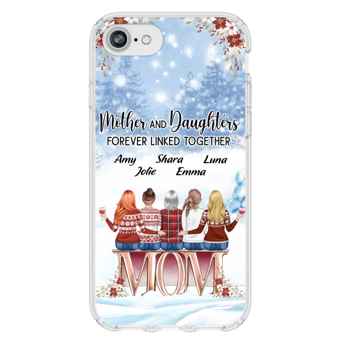 Personalized Mom Phone Case - Mother With Upto 4 Daughters - Gift Idea For Mother's Day From Daughter - Mother And Daughters Forever Linked Together - Case For iPhone/Samsung