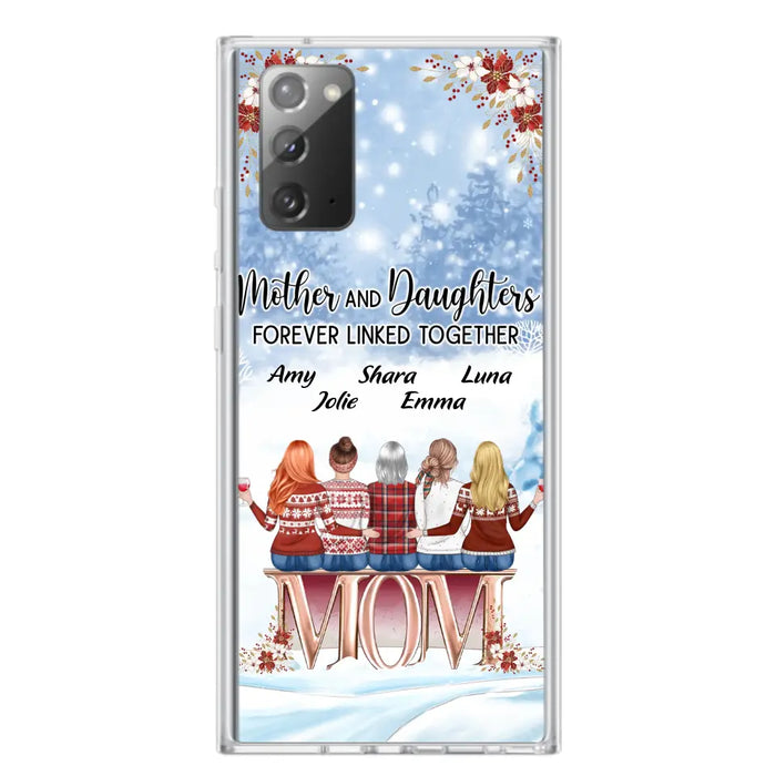 Personalized Mom Phone Case - Mother With Upto 4 Daughters - Gift Idea For Mother's Day From Daughter - Mother And Daughters Forever Linked Together - Case For iPhone/Samsung