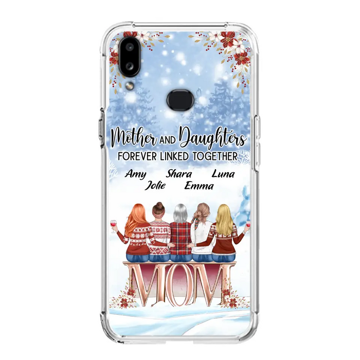 Personalized Mom Phone Case - Mother With Upto 4 Daughters - Gift Idea For Mother's Day From Daughter - Mother And Daughters Forever Linked Together - Case For iPhone/Samsung