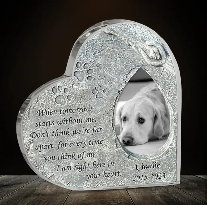 Personalized Dog Memorial Crystal Heart - Gift Idea For Dog Owner - Upload Dog Photo