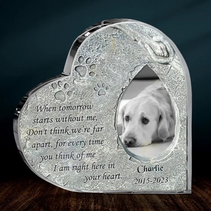 Personalized Dog Memorial Crystal Heart - Gift Idea For Dog Owner - Upload Dog Photo