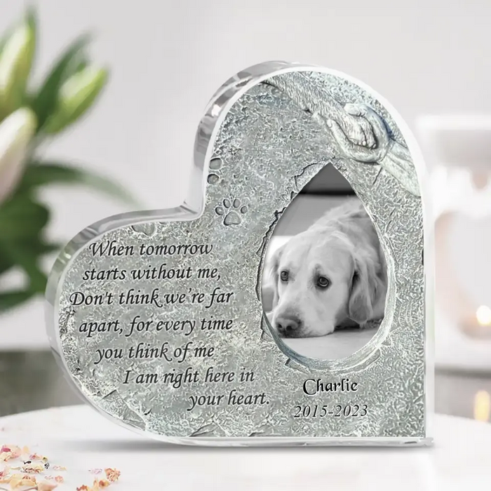 Personalized Dog Memorial Crystal Heart - Gift Idea For Dog Owner - Upload Dog Photo