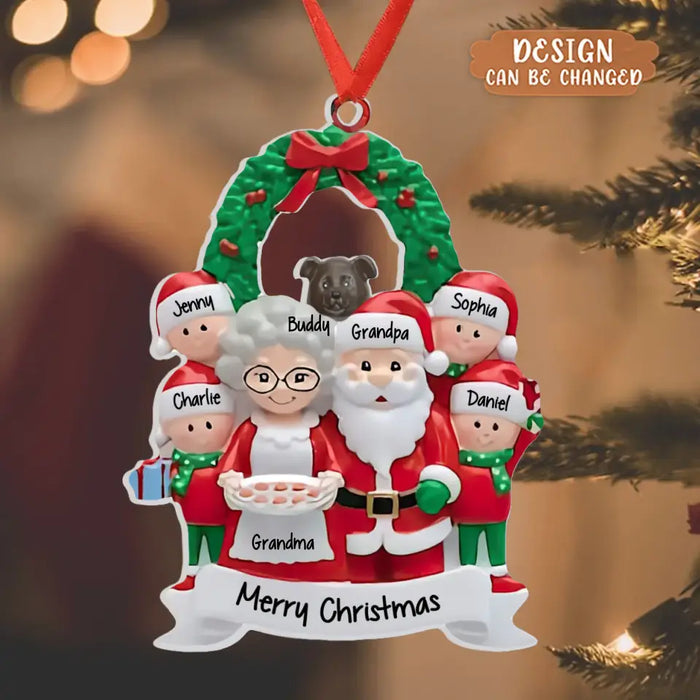 Custom Personalized Grandparents Acrylic Ornament - Upto 6 People - Christmas Gift Idea for Family/Granpa/Grandma - Merry Christmas