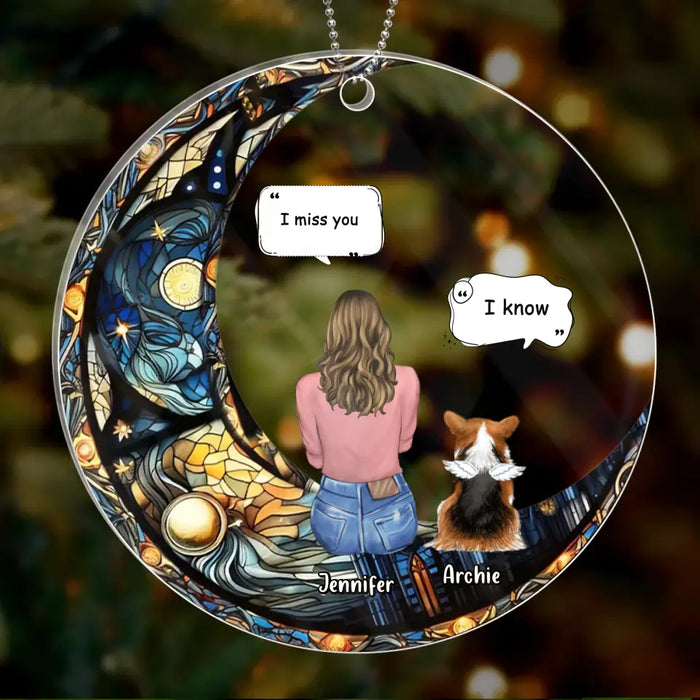 Custom Personalized Memorial Pet Circle Acrylic Ornament - Christmas Memorial Gift Idea For Dog/Cat/Rabbit Owners - I Miss You