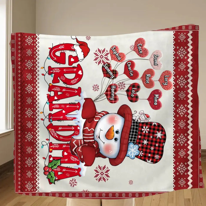 Personalized Grandma Quilt/Fleece Throw Blanket - Gift Idea For Grandma/Christmas - Up to 10 Grandkids -  Grandma