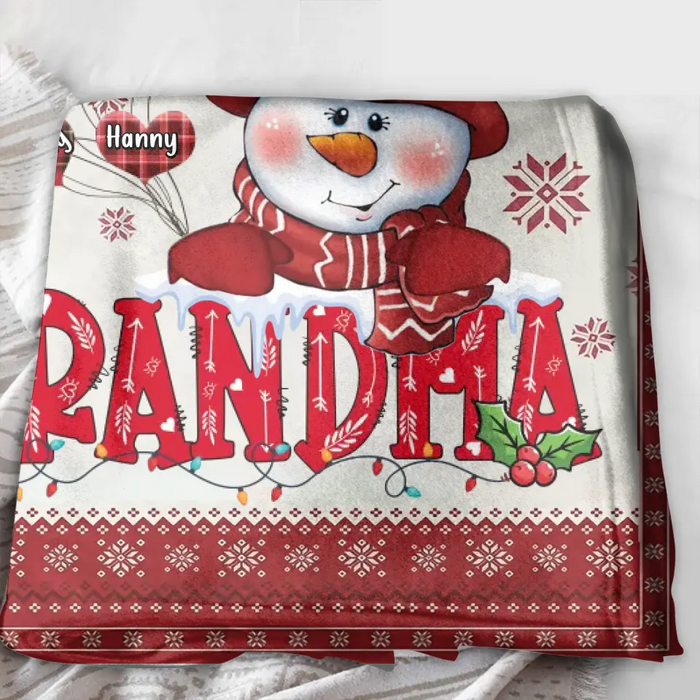 Personalized Grandma Quilt/Fleece Throw Blanket - Gift Idea For Grandma/Christmas - Up to 10 Grandkids -  Grandma