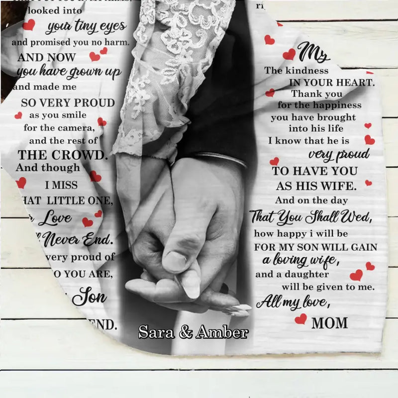 Personalized To My Son And Daughter In Law Quilt/Fleece Throw Blanket - Gift For Son On Wedding Day From Mother Of Groom