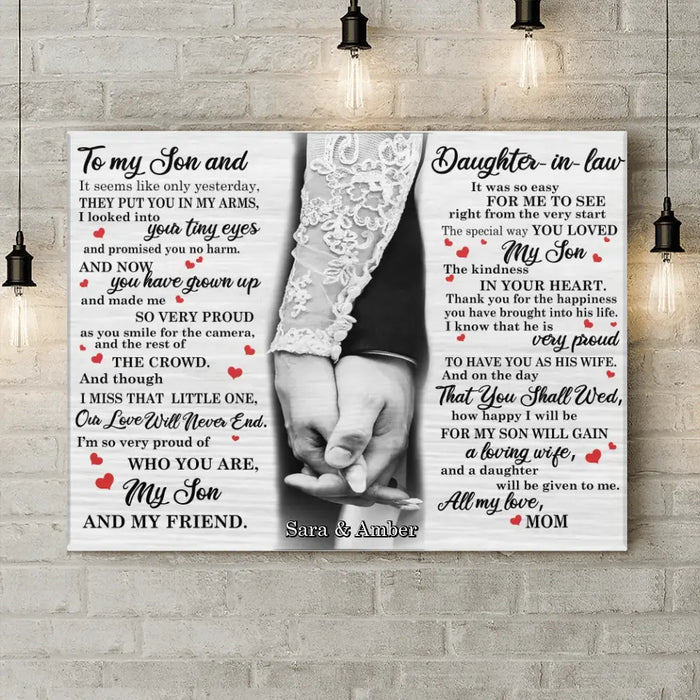 Custom Personalized Wedding Gifts For My Son And Daughter In Law Canvas - Gift For Son On Wedding Day From Mother Of Groom