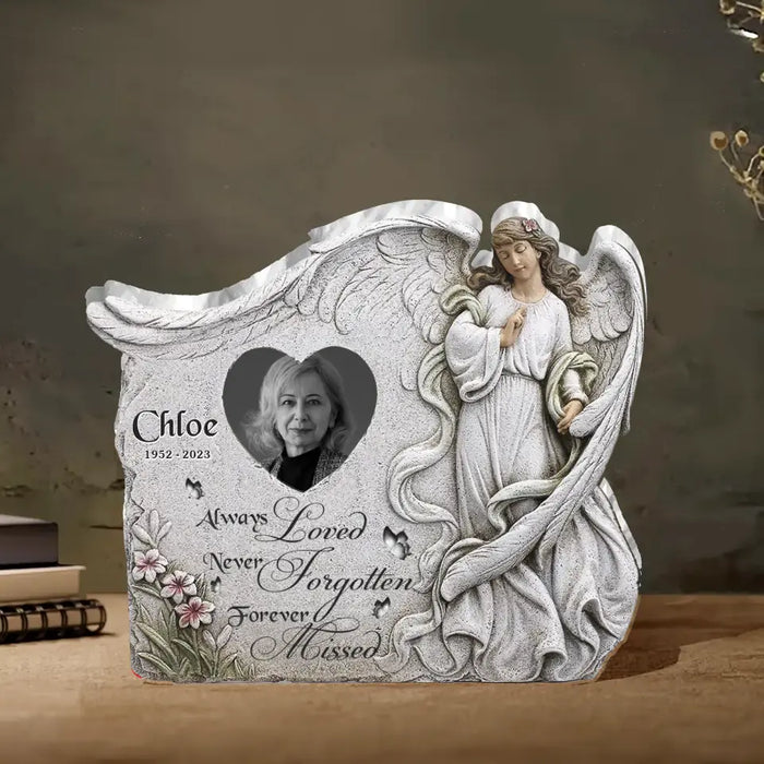 Custom Personalized Memorial Angel Photo Acrylic Plaque - Memorial Gift Idea For Christmas - Always Loved Never Forgotten Forever Missed