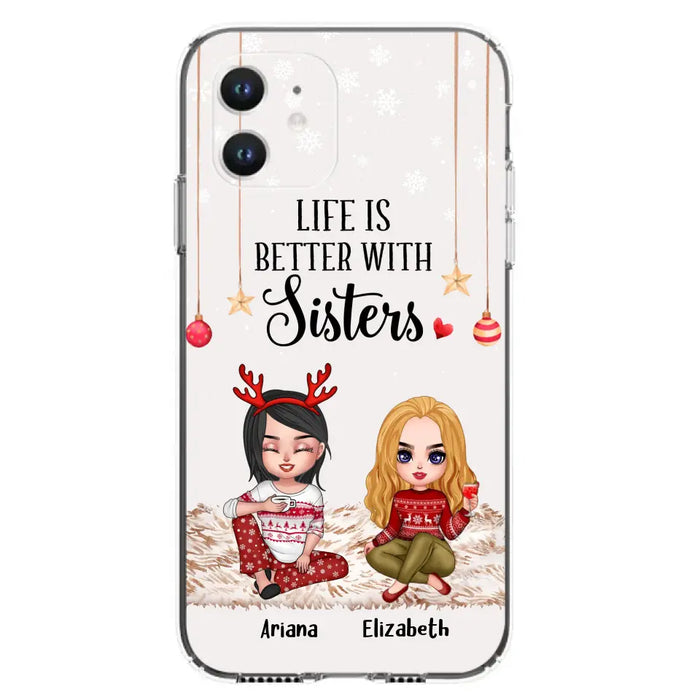 Custom Personalized Besties Phone Case - Gift Idea For Friends/Sisters/Besties - Life Is Better With Sisters - Upto 5 People - Case For iPhone/Samsung