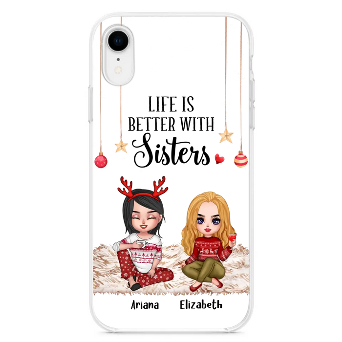 Custom Personalized Besties Phone Case - Gift Idea For Friends/Sisters/Besties - Life Is Better With Sisters - Upto 5 People - Case For iPhone/Samsung