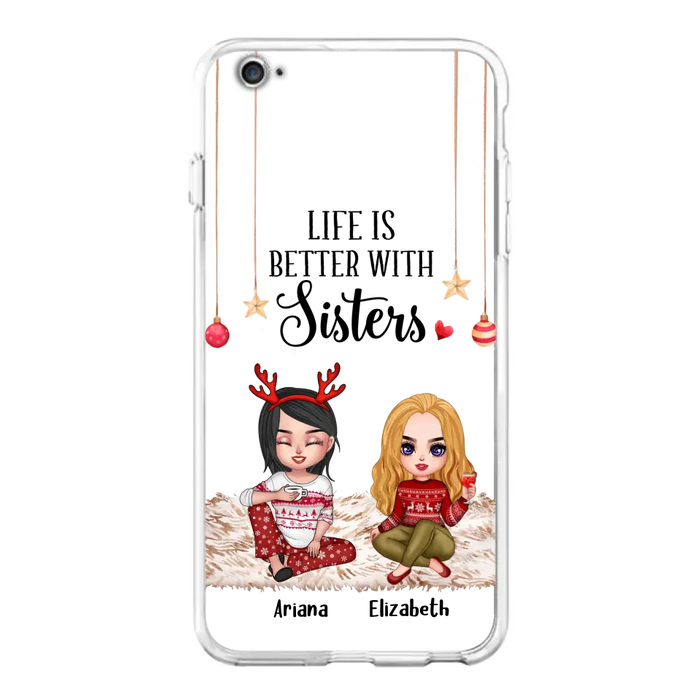 Custom Personalized Besties Phone Case - Gift Idea For Friends/Sisters/Besties - Life Is Better With Sisters - Upto 5 People - Case For iPhone/Samsung