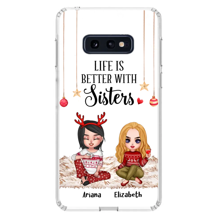 Custom Personalized Besties Phone Case - Gift Idea For Friends/Sisters/Besties - Life Is Better With Sisters - Upto 5 People - Case For iPhone/Samsung