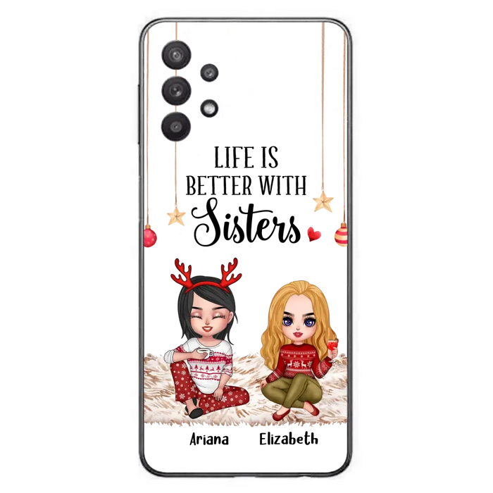 Custom Personalized Besties Phone Case - Gift Idea For Friends/Sisters/Besties - Life Is Better With Sisters - Upto 5 People - Case For iPhone/Samsung