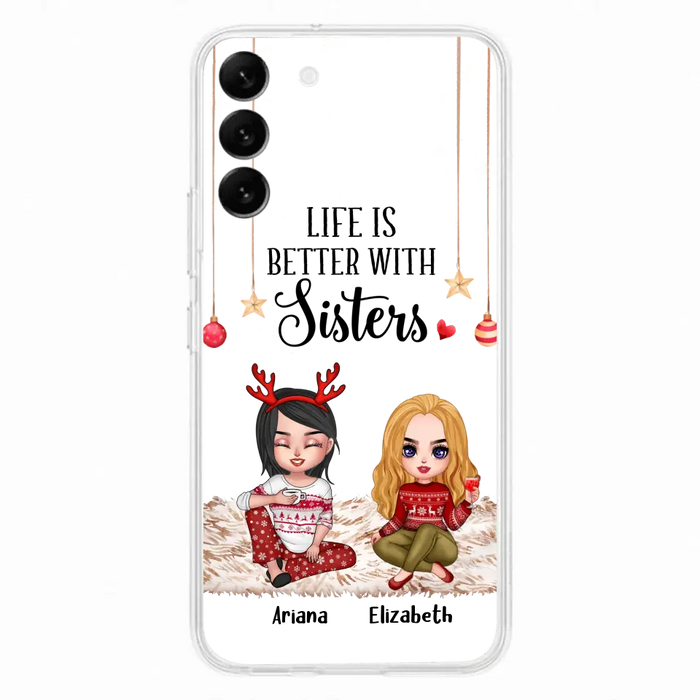 Custom Personalized Besties Phone Case - Gift Idea For Friends/Sisters/Besties - Life Is Better With Sisters - Upto 5 People - Case For iPhone/Samsung