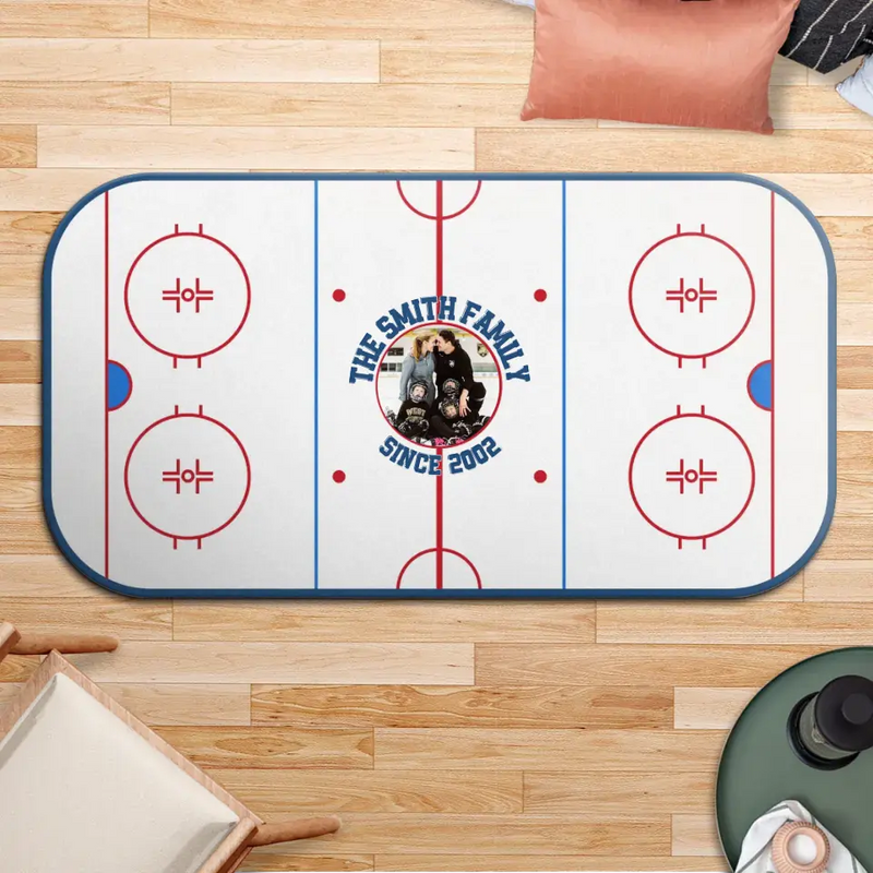 Personalized Ice Hockey Rug - Upload Photo - Gift Idea For Ice Hockey Lover/Family Gift