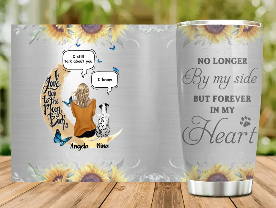 Custom Memorial Dog Mom Tumbler - Upto 4 Dogs - Memorial Gift Idea For Dog Owners - No Longer By My Side But Forever In My Heart
