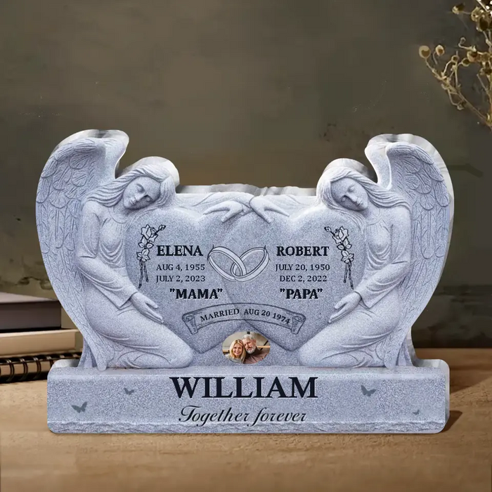 Custom Personalized Memorial Couple  Acrylic Plaque - Memorial Gift Idea For Parents Loss - Upload Photo - Together Forever