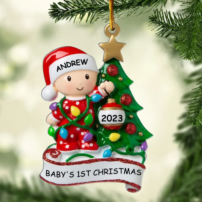 Custom Personalized Baby's First Christmas Acrylic Ornament - Christmas Gift Idea For Baby