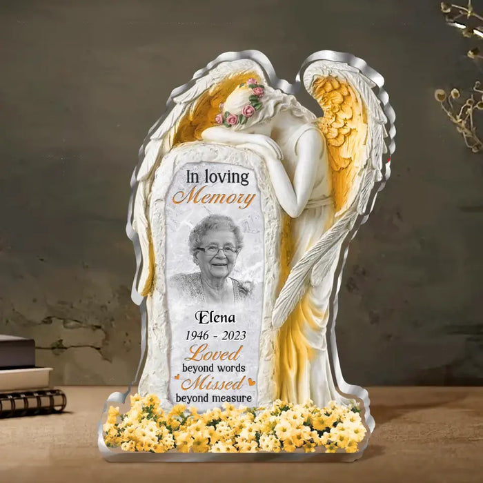 Custom Personalized In Loving Memory Angel Crying Acrylic Plaque - Upload Photo -  Memorial Gift Idea For Christmas/ Family Member - Loved Beyond Words Missed Beyond Measure