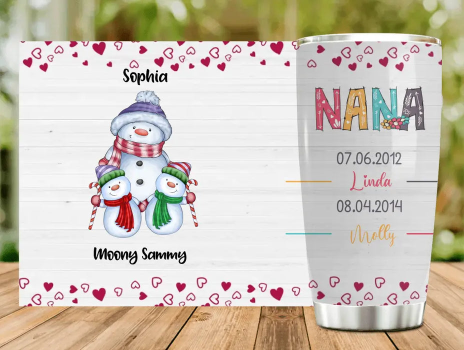Custom Personalized Grandma Tumbler - Gift Idea For Christmas  - Upto 5 Grandkids - Nana
