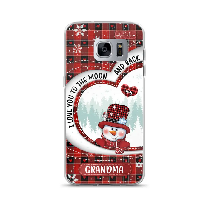 Custom Personalized Snowman Grandma Phone Case - Christmas Gift Idea For Grandma - Up to 12 Kids - Case For iPhone/Samsung - I Love You To The Moon And Back