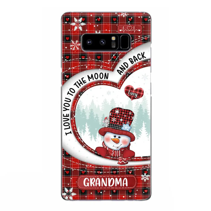 Custom Personalized Snowman Grandma Phone Case - Christmas Gift Idea For Grandma - Up to 12 Kids - Case For iPhone/Samsung - I Love You To The Moon And Back