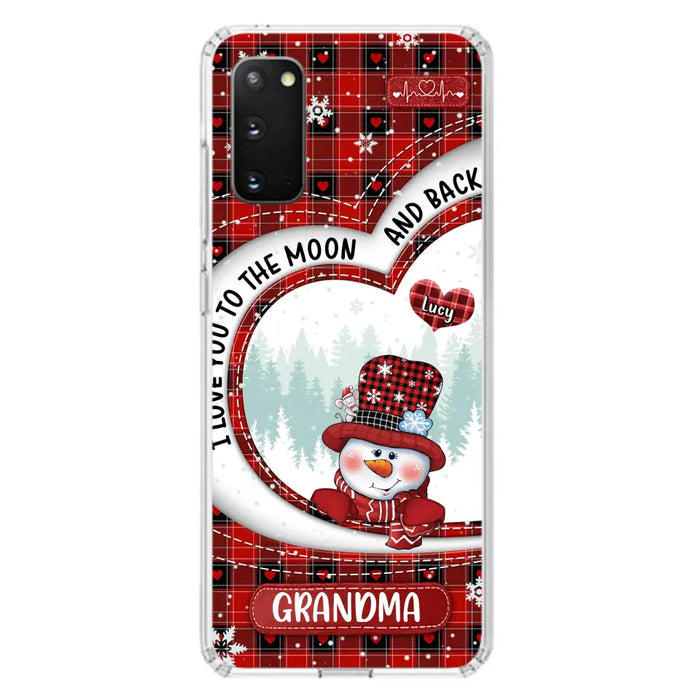 Custom Personalized Snowman Grandma Phone Case - Christmas Gift Idea For Grandma - Up to 12 Kids - Case For iPhone/Samsung - I Love You To The Moon And Back