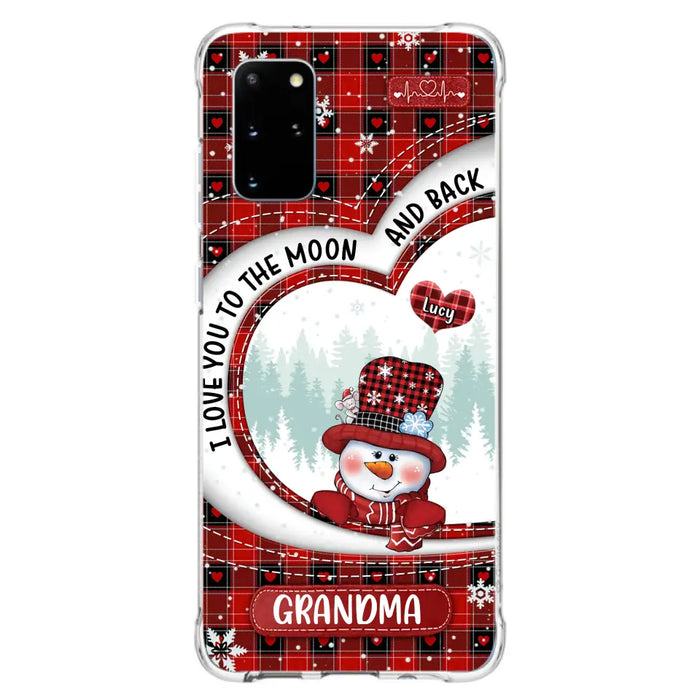 Custom Personalized Snowman Grandma Phone Case - Christmas Gift Idea For Grandma - Up to 12 Kids - Case For iPhone/Samsung - I Love You To The Moon And Back