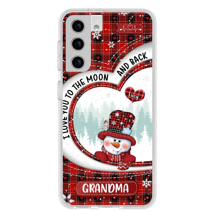 Custom Personalized Snowman Grandma Phone Case - Christmas Gift Idea For Grandma - Up to 12 Kids - Case For iPhone/Samsung - I Love You To The Moon And Back