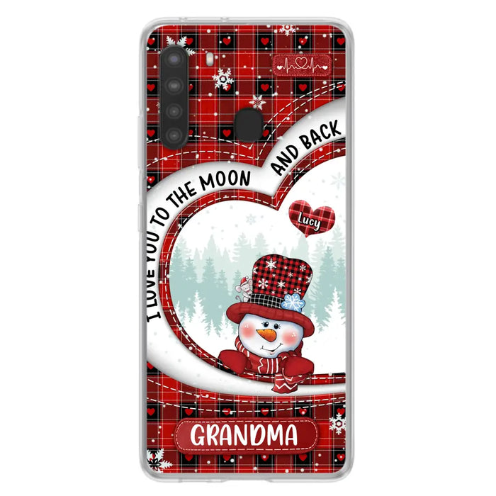 Custom Personalized Snowman Grandma Phone Case - Christmas Gift Idea For Grandma - Up to 12 Kids - Case For iPhone/Samsung - I Love You To The Moon And Back