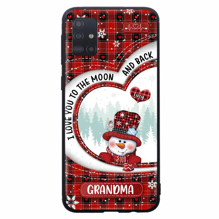 Custom Personalized Snowman Grandma Phone Case - Christmas Gift Idea For Grandma - Up to 12 Kids - Case For iPhone/Samsung - I Love You To The Moon And Back