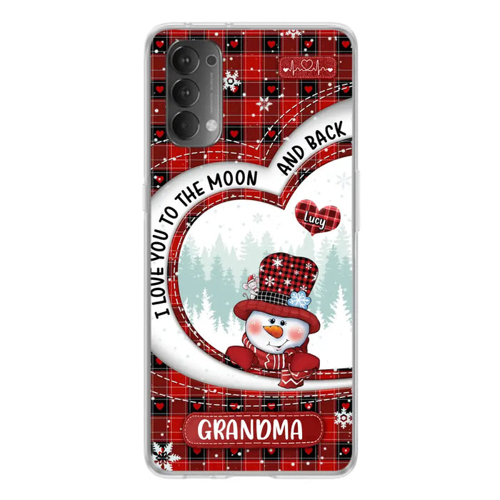 Custom Personalized Snowman Grandma Phone Case - Christmas Gift Idea For Grandma - Up to 12 Kids - Case For Xiaomi/ Oppo/ Huawei - I Love You To The Moon And Back