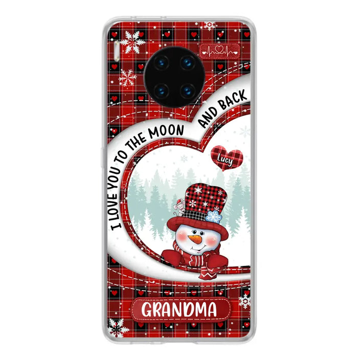 Custom Personalized Snowman Grandma Phone Case - Christmas Gift Idea For Grandma - Up to 12 Kids - Case For Xiaomi/ Oppo/ Huawei - I Love You To The Moon And Back