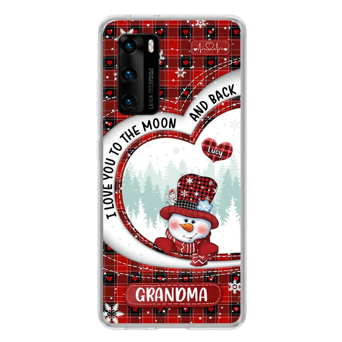 Custom Personalized Snowman Grandma Phone Case - Christmas Gift Idea For Grandma - Up to 12 Kids - Case For Xiaomi/ Oppo/ Huawei - I Love You To The Moon And Back