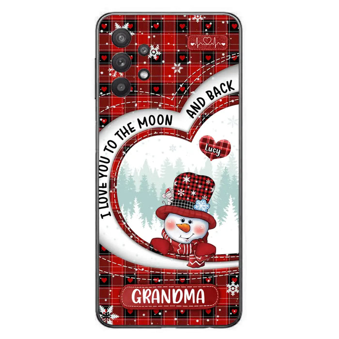 Custom Personalized Snowman Grandma Phone Case - Christmas Gift Idea For Grandma - Up to 12 Kids - Case For iPhone/Samsung - I Love You To The Moon And Back