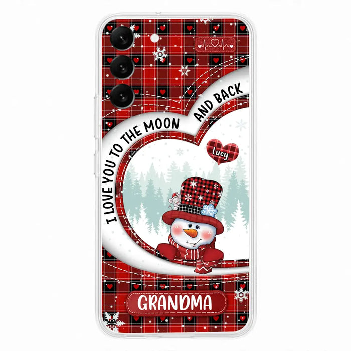 Custom Personalized Snowman Grandma Phone Case - Christmas Gift Idea For Grandma - Up to 12 Kids - Case For iPhone/Samsung - I Love You To The Moon And Back