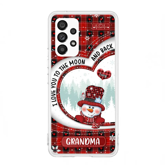 Custom Personalized Snowman Grandma Phone Case - Christmas Gift Idea For Grandma - Up to 12 Kids - Case For iPhone/Samsung - I Love You To The Moon And Back