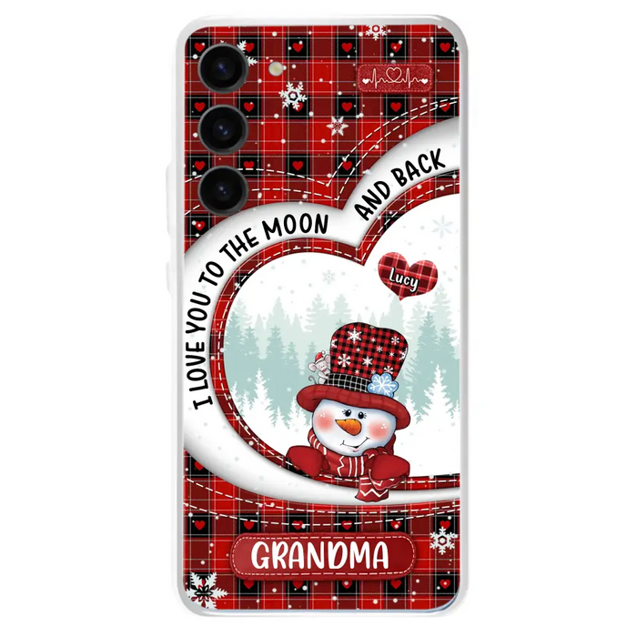 Custom Personalized Snowman Grandma Phone Case - Christmas Gift Idea For Grandma - Up to 12 Kids - Case For iPhone/Samsung - I Love You To The Moon And Back