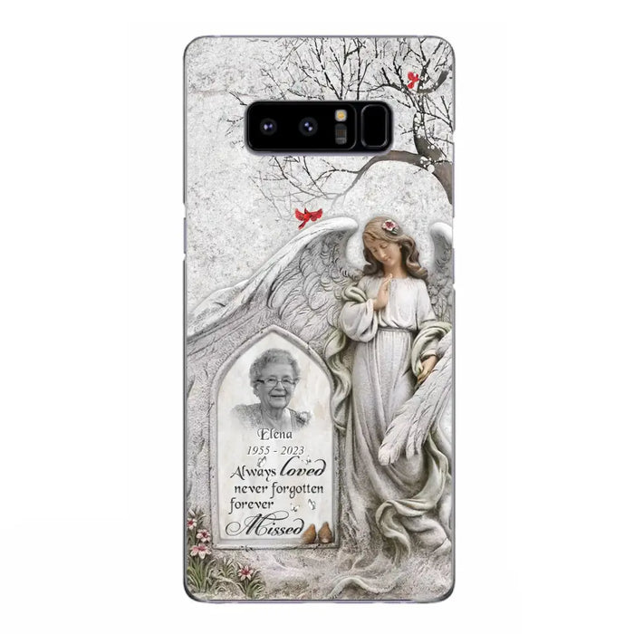 Custom Personalized Angel Memorial Phone Case - Upload Photo - Memorial Gift Idea For Family Member - Always Loved Never Forgotten Forever Missed - Case For iPhone/Samsung